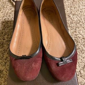 Burgundy Alaia flats with original dust bag and box